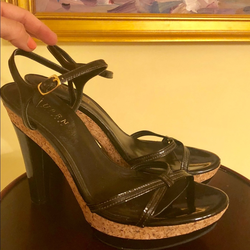 Bow out sale!! Lauren Brown Patent Stiletto Sandal